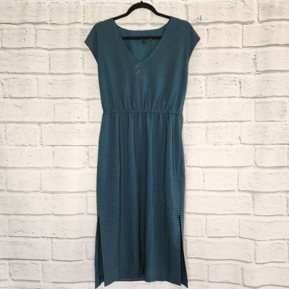 J. Crew Perforated Laser Cut Diamonds Draped Midi Dress Green Size 6 Holiday - Picture 5 of 14